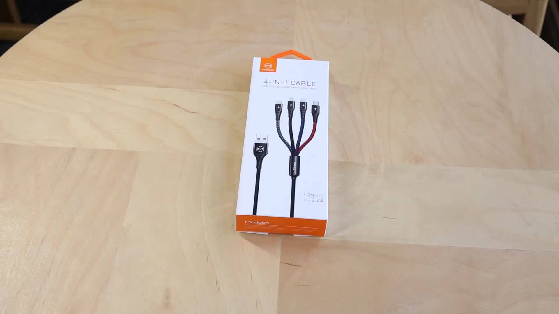 Mcdodo 1.2m 2.4a Nylon Fabric Braided 4 In 1 Multifunction 2*8pin/micro