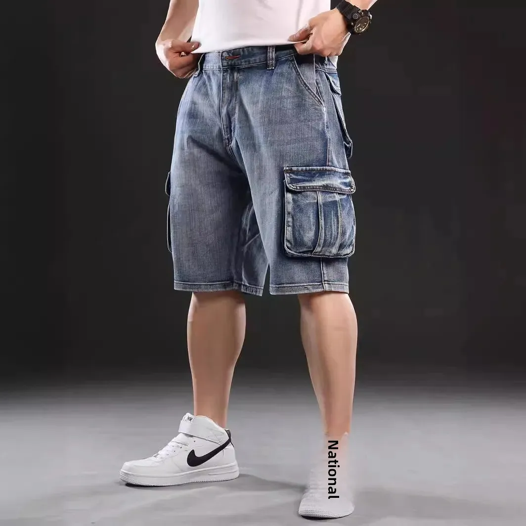Summer Fashion Functional Straight Tooling Shorts Men's Design Sense Trendy Brand Outdoor Sports Five-point Jeans Men's Wear