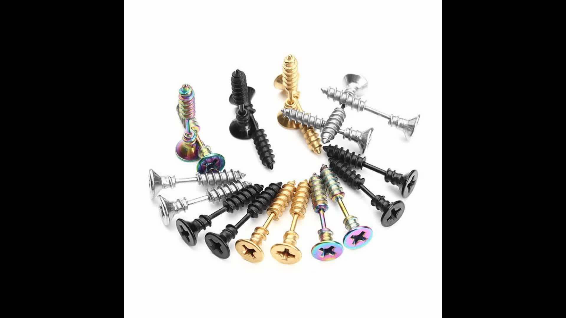 Cheap Wholesale 316 Surgical Stainless Steel Screw Earrings Men Buy