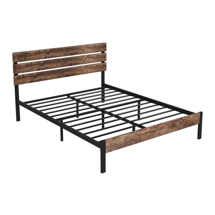 Wooden Bed Frame King Size Queen Size Platform Metal Bed Frame With