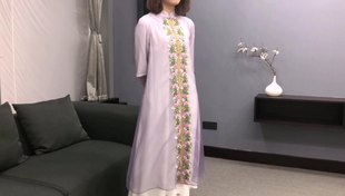 Cheongsam, ethnic retro dress, skirt, Chinese style, ethnic style, with embroidery, loose fit, A-line