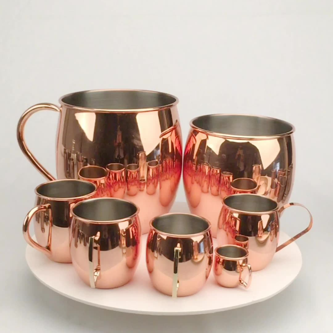 Plated Moscow Mule Mug Environmentally Friendly 550ml Hammered Copper