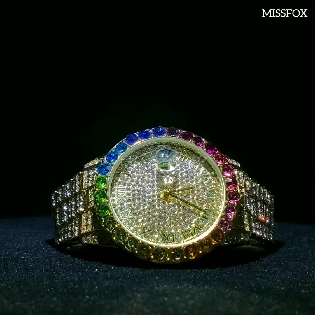 Missfox Big Diamond Watch Women Dial Steel Bracelet Classic - AliExpress