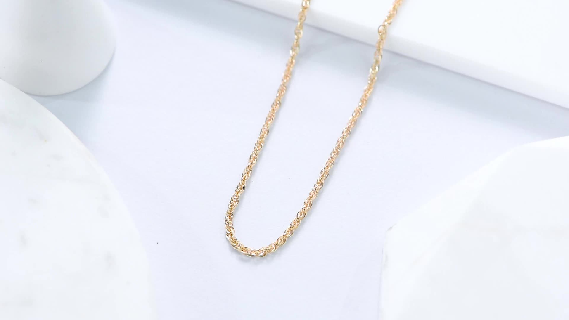 14k Solid Gold Jewelry 14ct Real Gold Pawnable 1.5mm Rope Chain