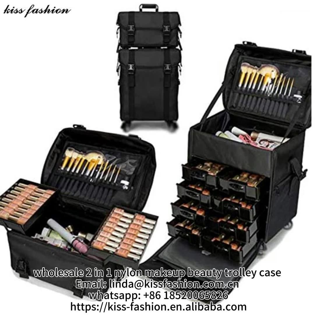 Hairdresser Large Professional Trolley Stylist Case,4 Wheel Rolling