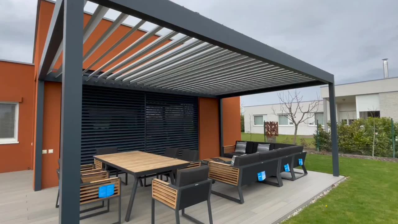 Customized Motorized Louvered Patio Roof System Outdoor Aluminum Arches