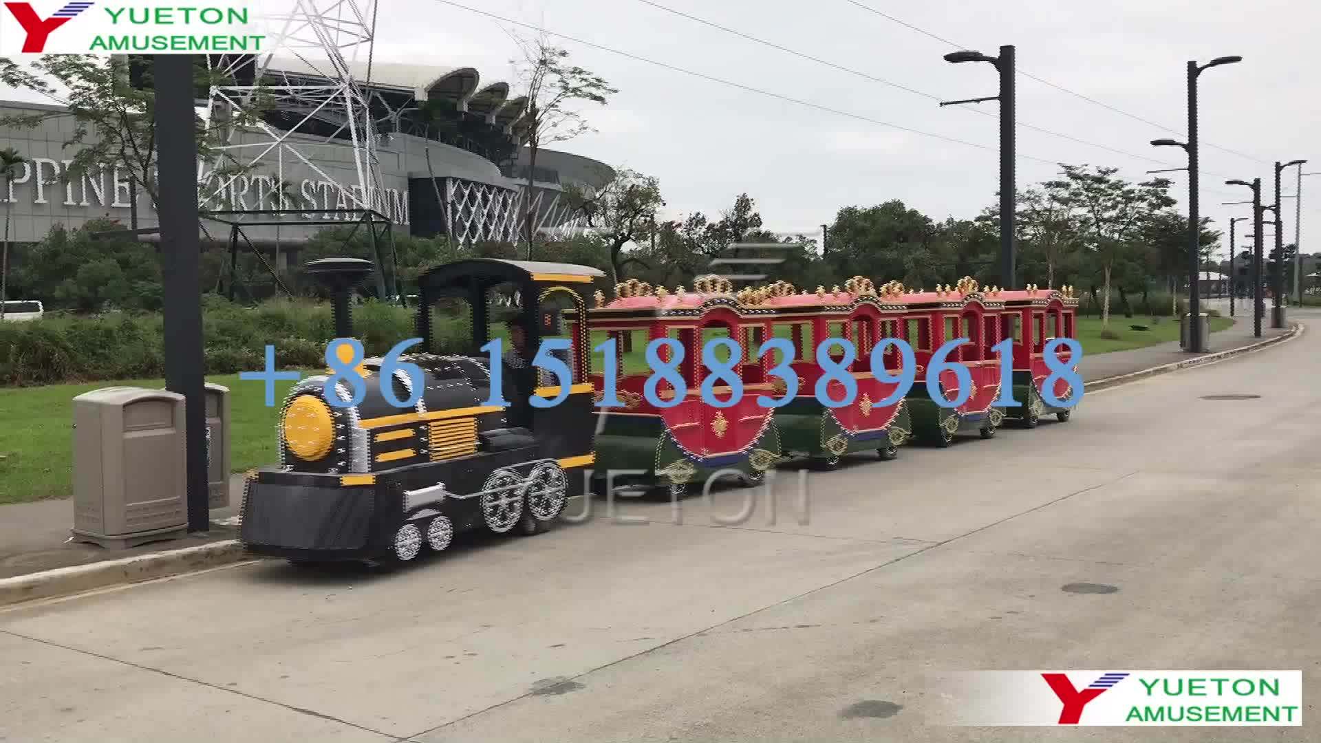 Adult Rides Battery Operated Express Electric Trackless Ride On Train Set For Amusement Park
