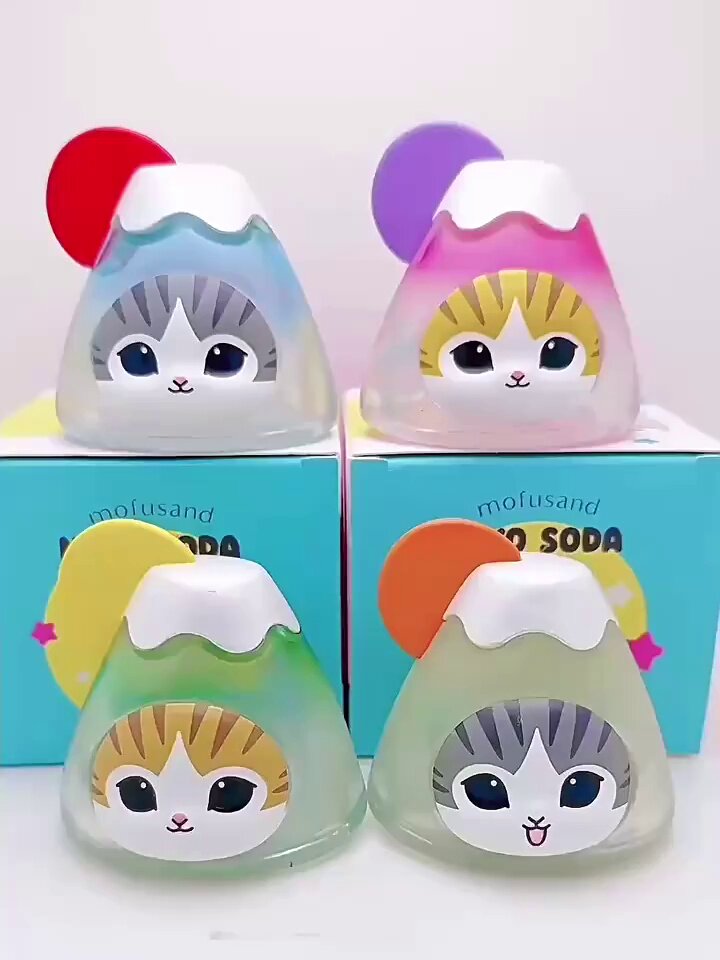 香港Mofusand达摩鱼猫夏日鲨鱼猫富士山猫透明盲盒手办潮玩具摆件_潮玩