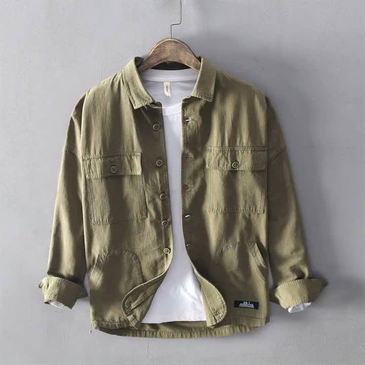 Cheap Wholesale Army Green Solid Color 100 Cotton Long Sleeve Loose