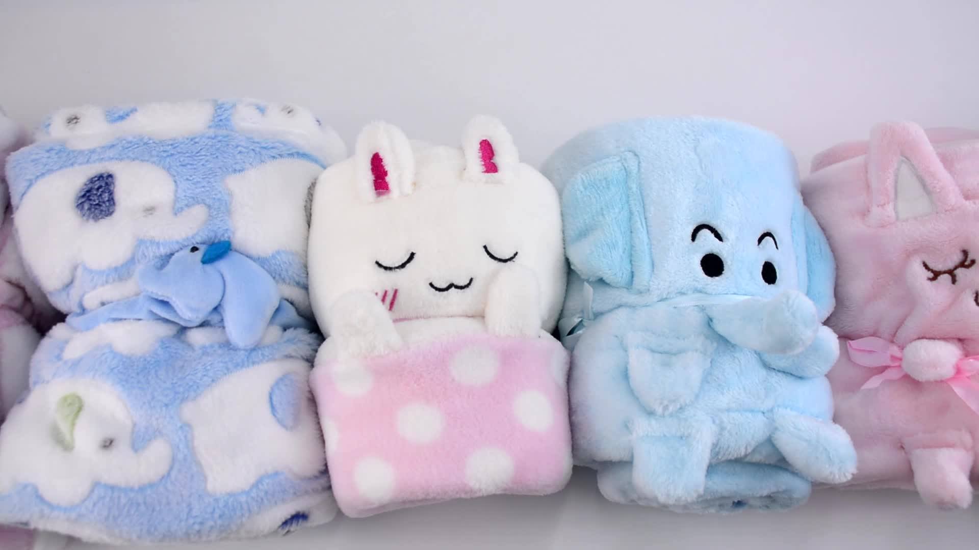 Rolling Cartoon Animal Kids Travel Swaddle Wrap Infant Flannel Blankets