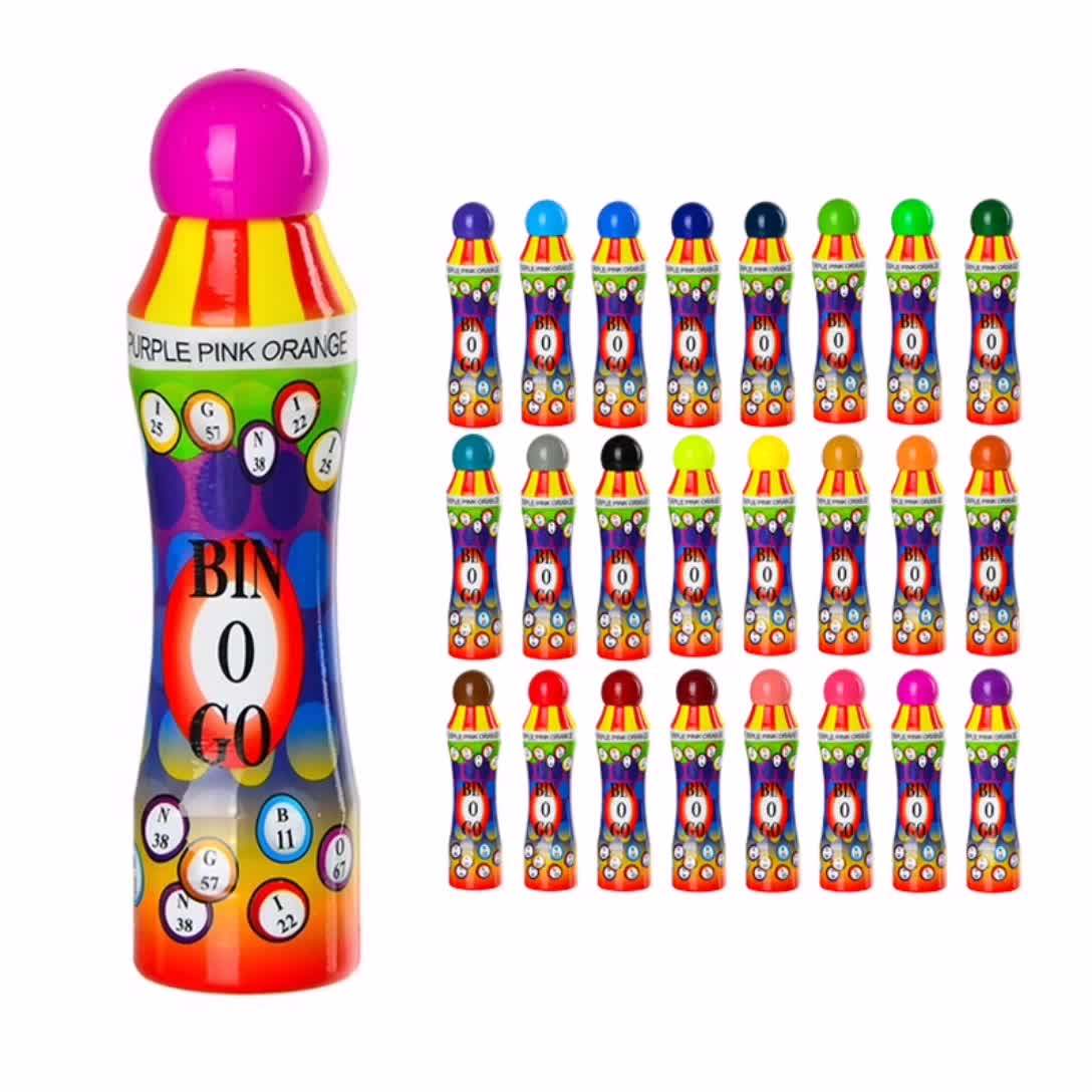 Rainbow Ch2803 Bingo Empty Bottles Squeezable 3oz Ink Dauber With Sponge Applicator Cloth