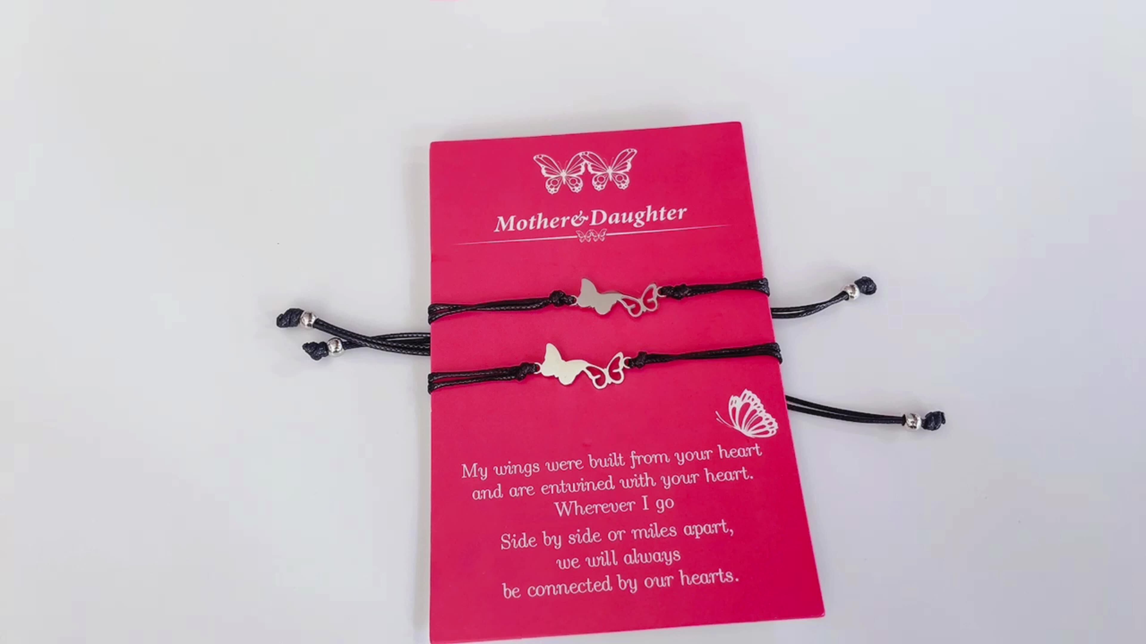 2pcs/set Stainless Steel Hollow Bear Bracelet Parent-child Mama