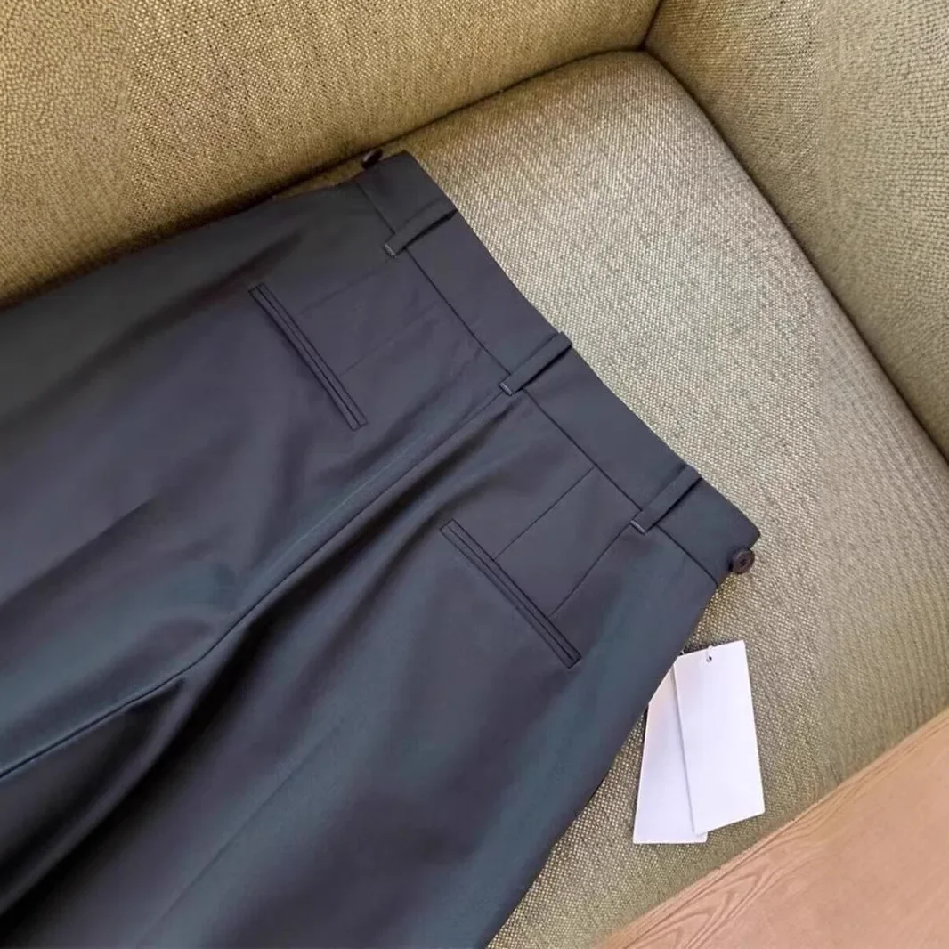 Close your eyes into no D recommend! Guest Italian ~ Worsted Wool Small Wide Leg Pants Women's Straight High Waist Slimming