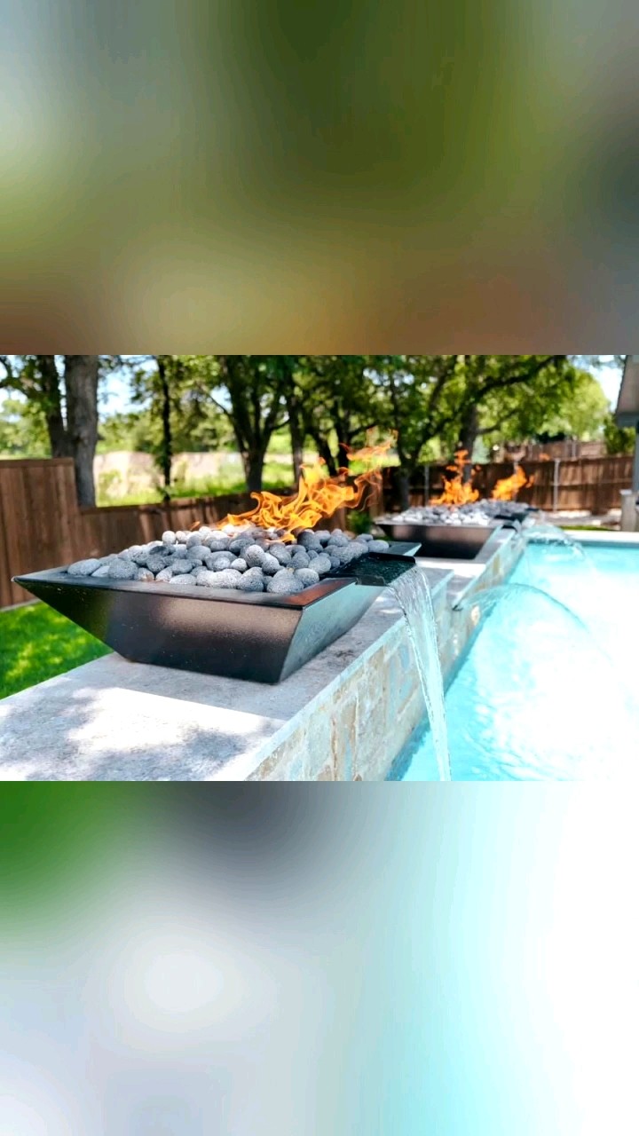 Decorative Black Round Water Fountain Gas Fire Pit Bowls Fire Water