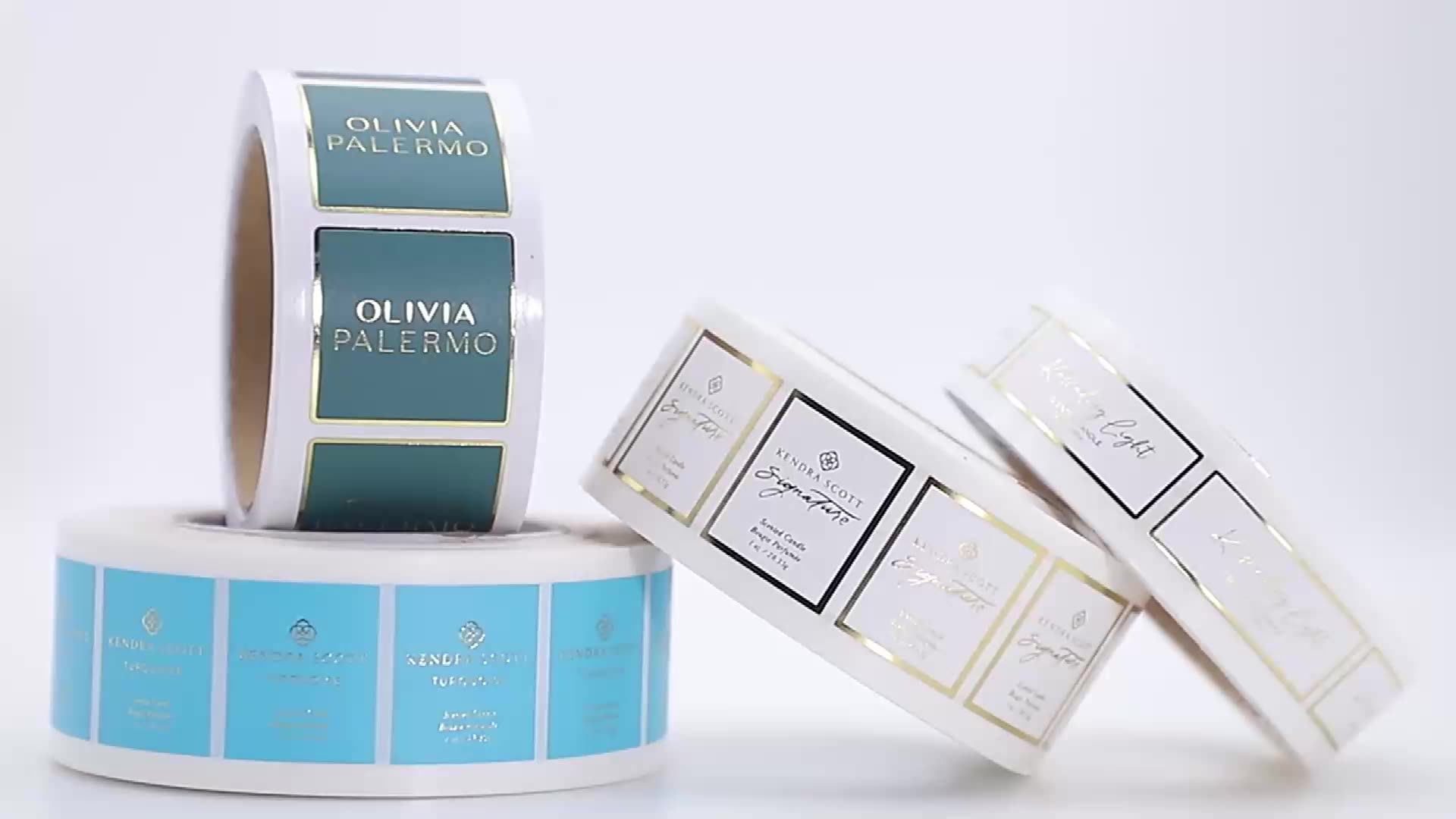 Custom Printing Gold Foil Vinyl Sticker Roll Self Adhesive Waterproof