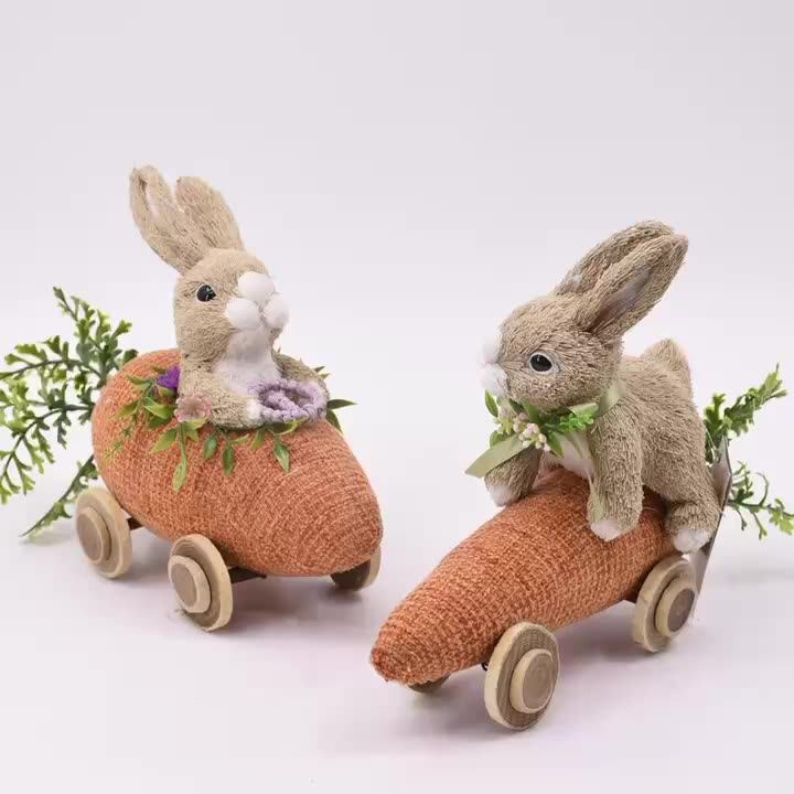 Gy Bsci Hot Sale Easter Bunny Handcraft Home Ornament Rabbit Carrots