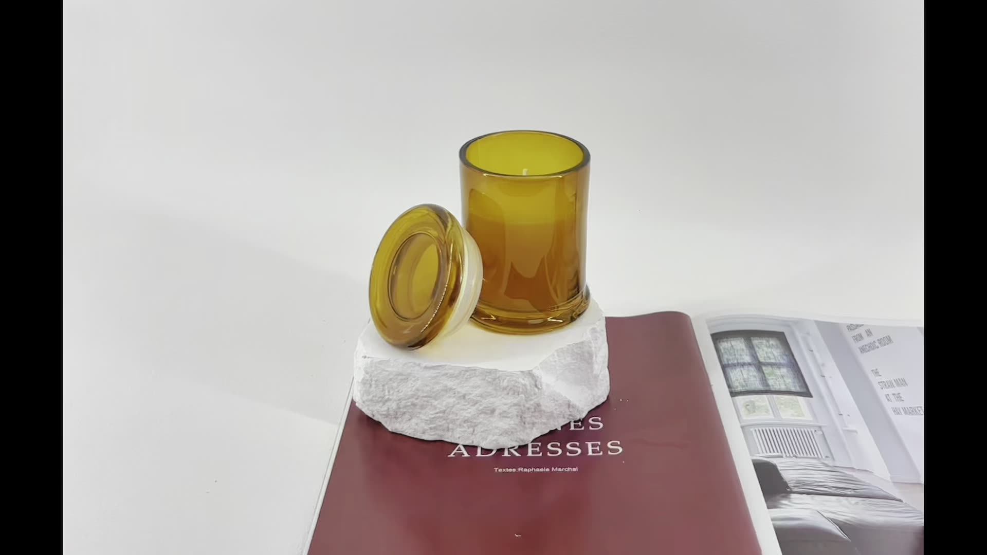 Empty Amber Candle Jars Unique Flower Shape Jar With Knob Lid Angel