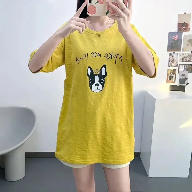 Summer long postpartum short sleeve T-shirt for pregnant for…