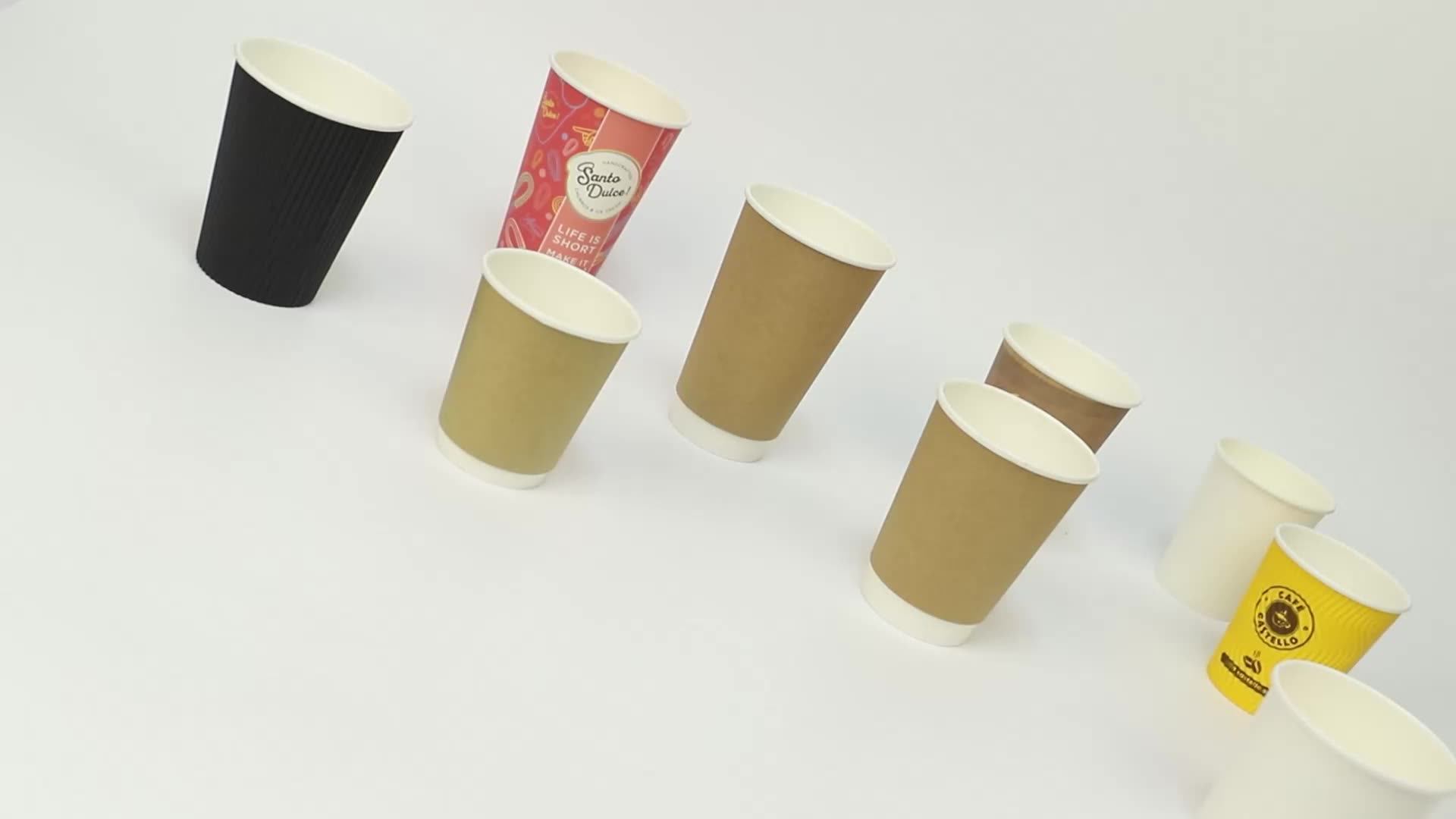 Wholesale Corrugated Craft Paper Cup Disposable Cheap Takeaway Ripple