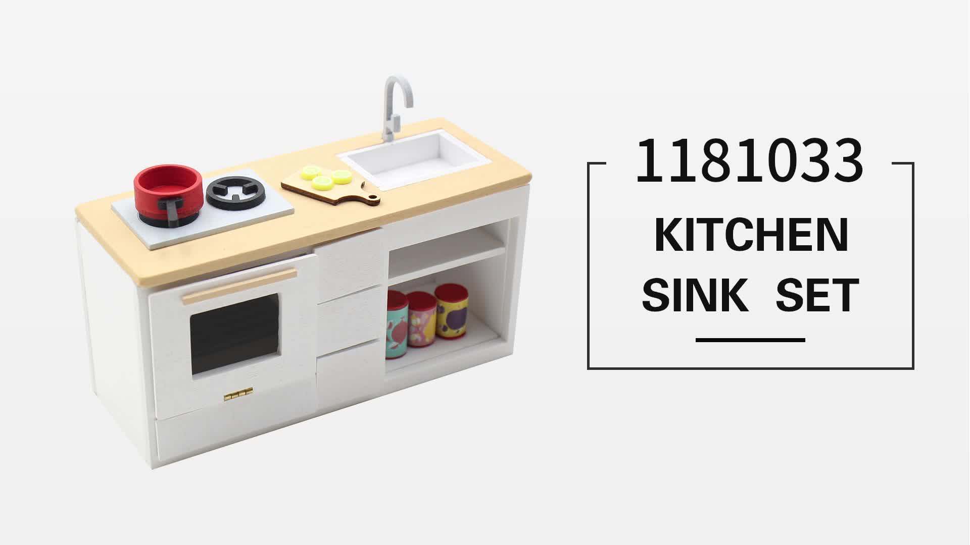 New Model Fun House Wooden Kitchen Furniture Set Diy Dollhouse Kit