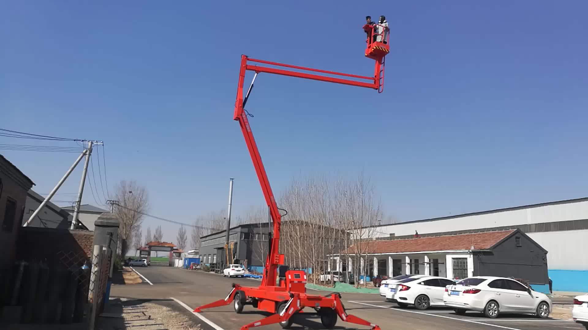 12m Portable Crank Arm Lift Platform Tow Aerial Work Man Lifts Trailed