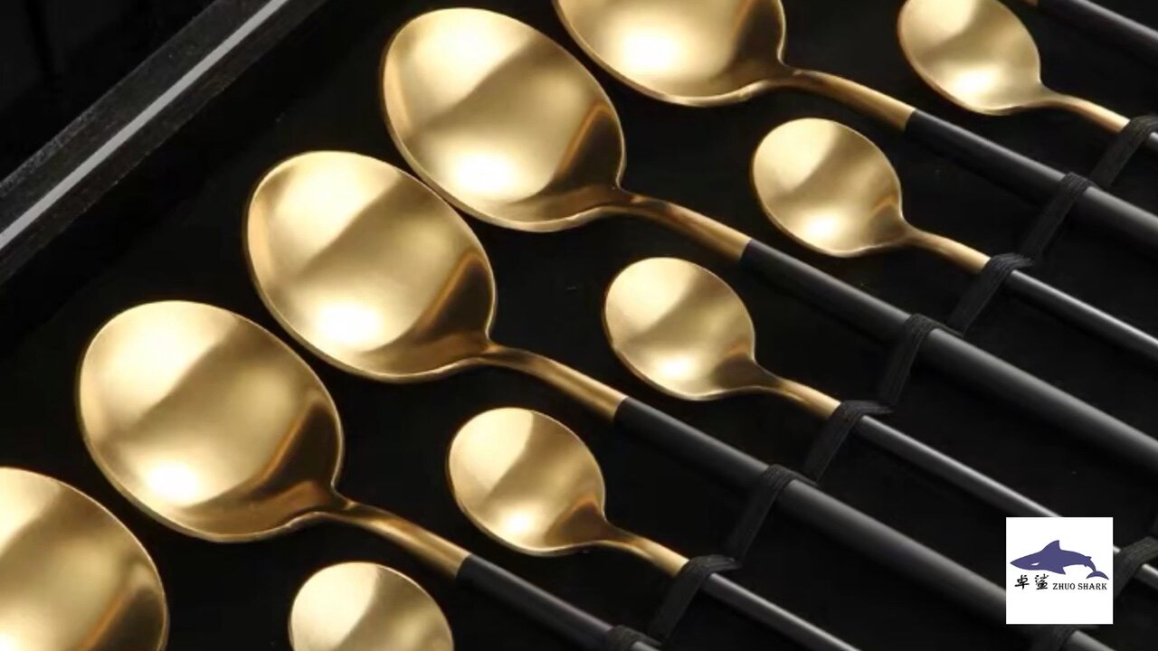 Korean Brushed Gold Flatware Set 4pcs Golden Cutlery Dinnerware