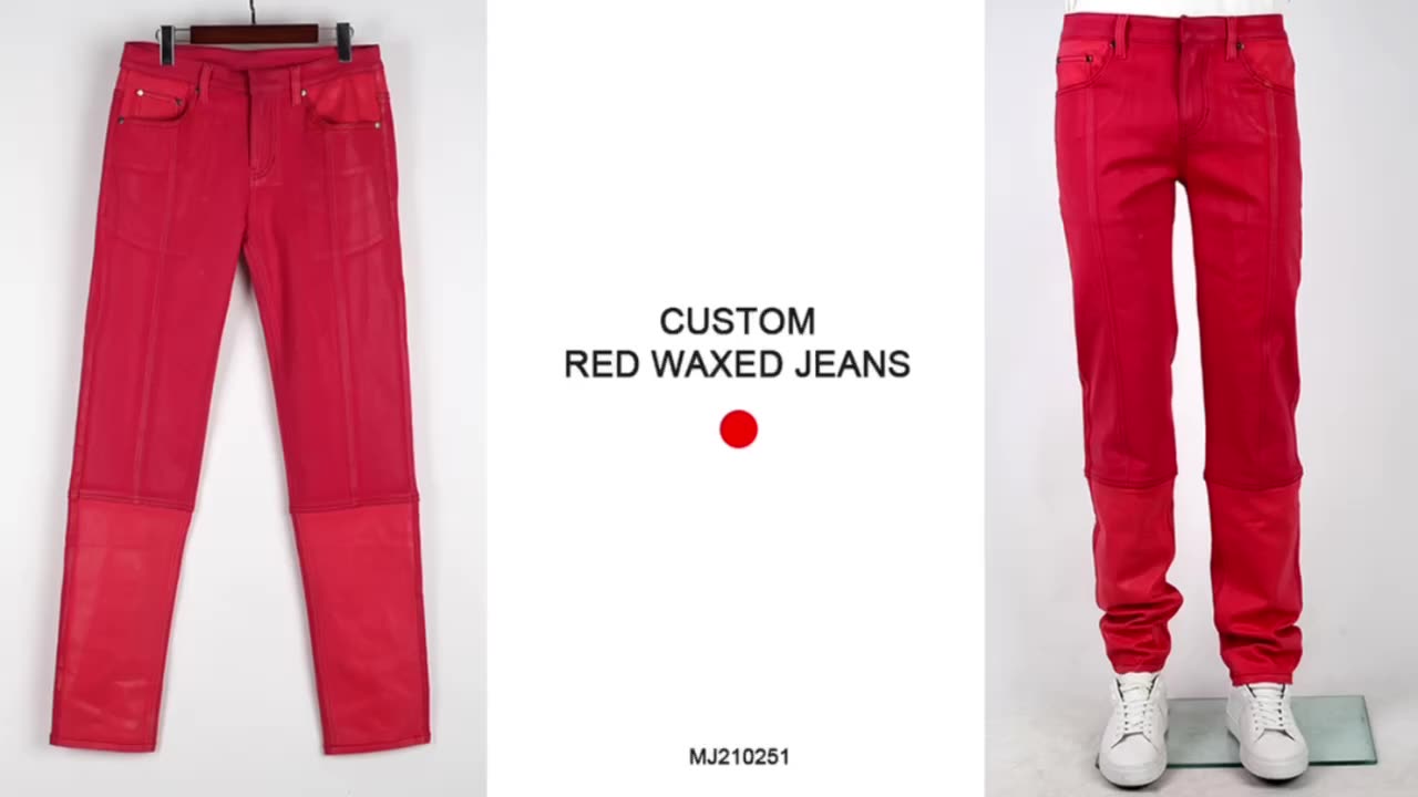 Wax coated denim red clearance