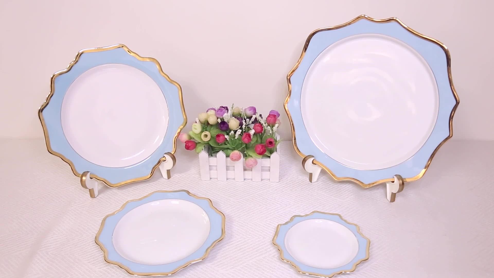 Jacotta Elegant Sunflower Bone China Gold Rim Ceramic Weddings Plates Sets Buy Bone China