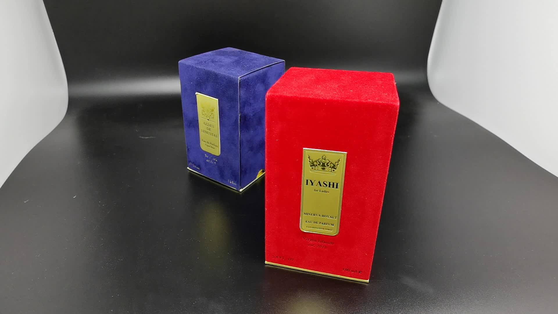 Custom Dubai Luxury Cardboard Packaging Red And Blue Velvet Cosmetic