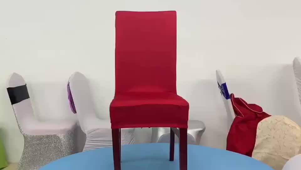 Square Back Burgundy Spandex Skirt Cover For Dining Room Chair Cover