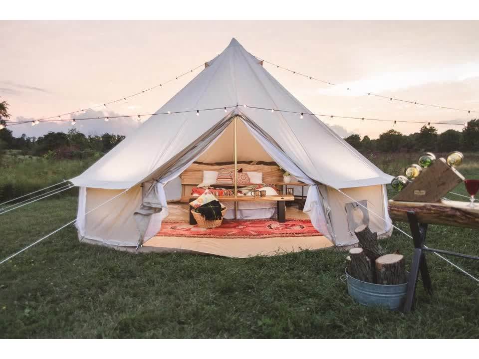 Outdoor Waterproof Four Seasons Luxury Family Camping Bell Tent Tipi