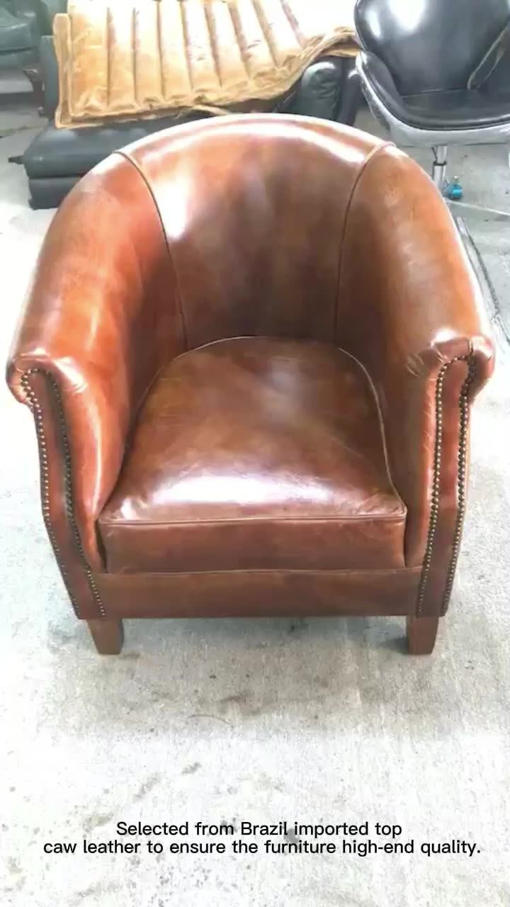 Antique American Bedroom Bucket Distressed Brown Club Vintage Tan