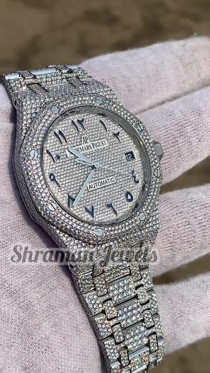 Moissanite Studded Diamond Iced Out Watch With Arabic Numbers Automatic  Stainless Steel Diamond Studded Watch - Buy Arabic Numbers Watch | Ice Link  Watch Original | Custom Watch,Ice Automatic Watch,Diamond Watch |