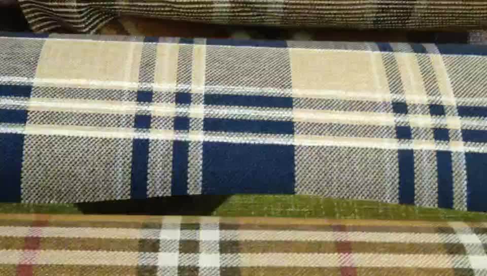 High End Navy Blue Plaid Upholstery Fabrics Cloth For Nordic Modern