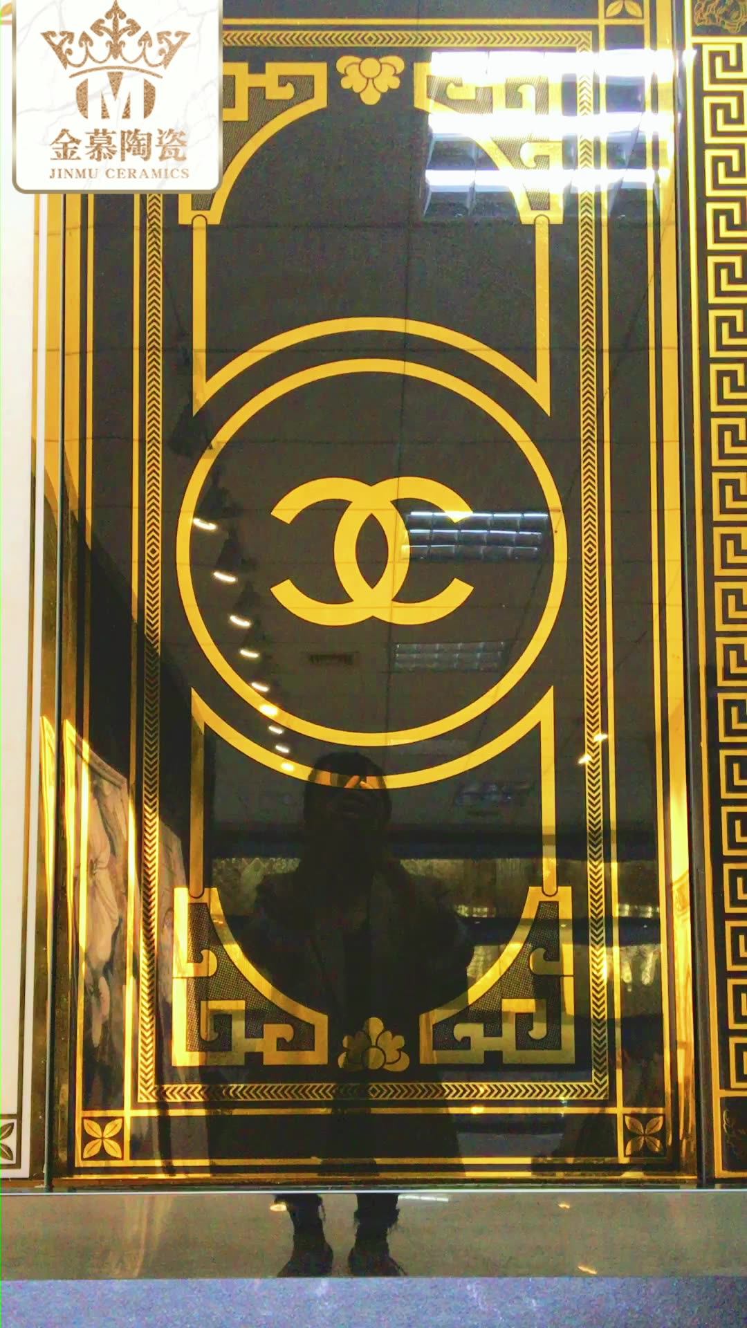 Foshan Factory Luxury Hotel Villa Porcelain Wall Tiles Golden Mirror