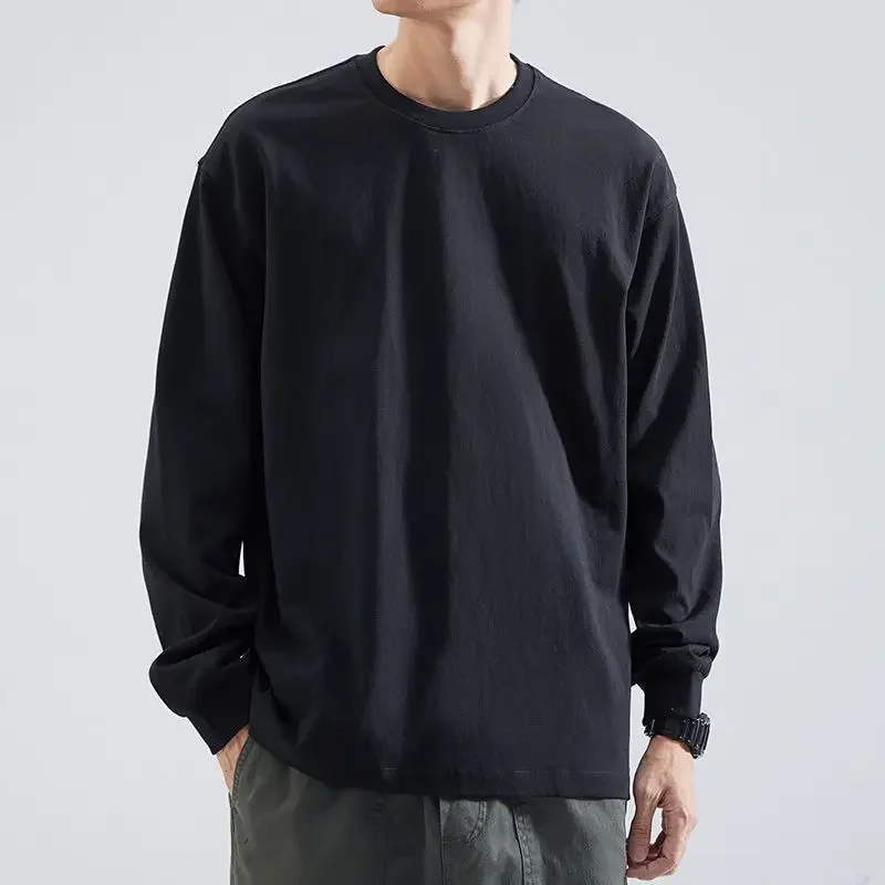 Men's Loose Long Sleeve Sweatshirt for Spring and Autumn, Round Neck White Base Shirt for Men on AliExpress