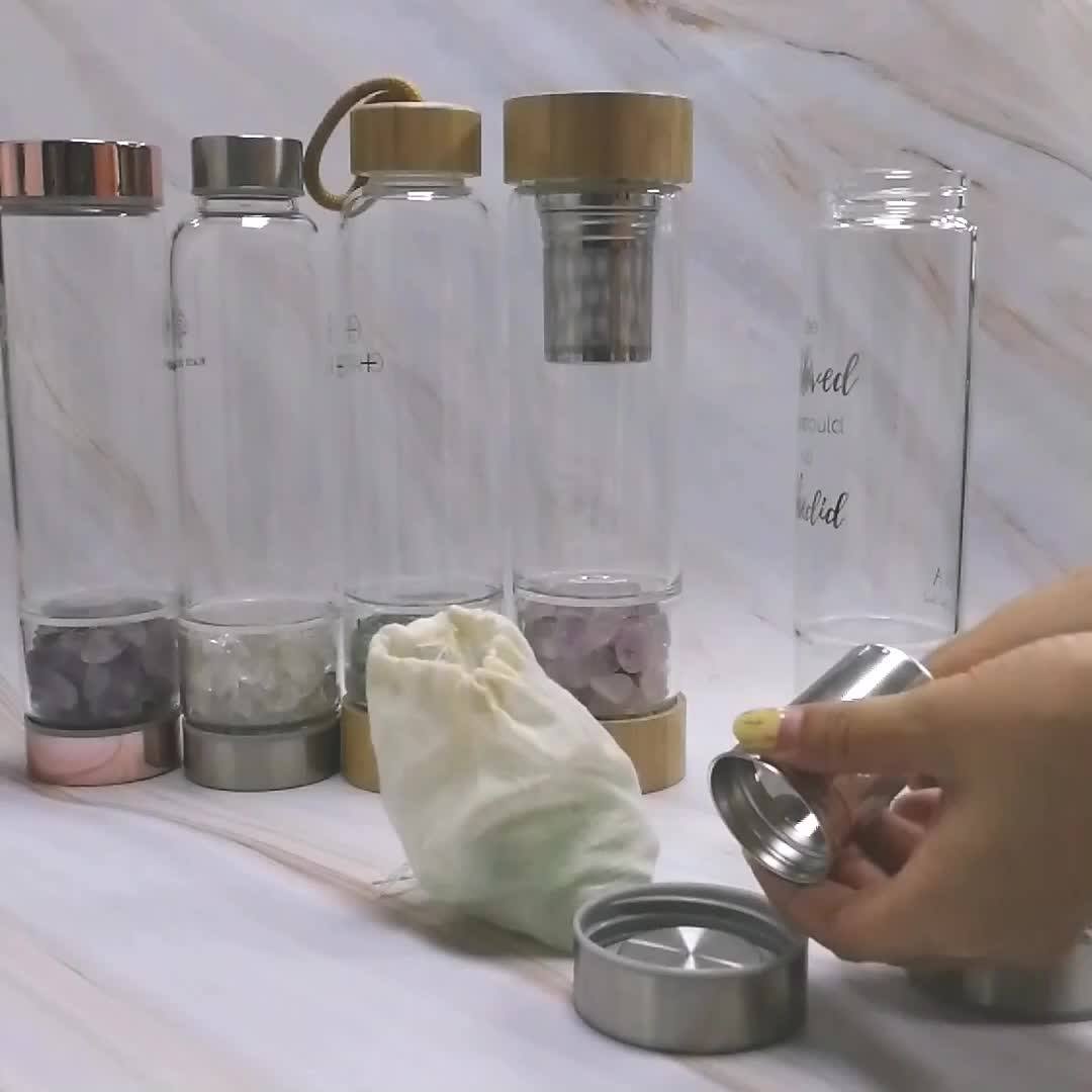 Luxury Christmas Gift Natural Quartz Gem Crystal Water Bottle With