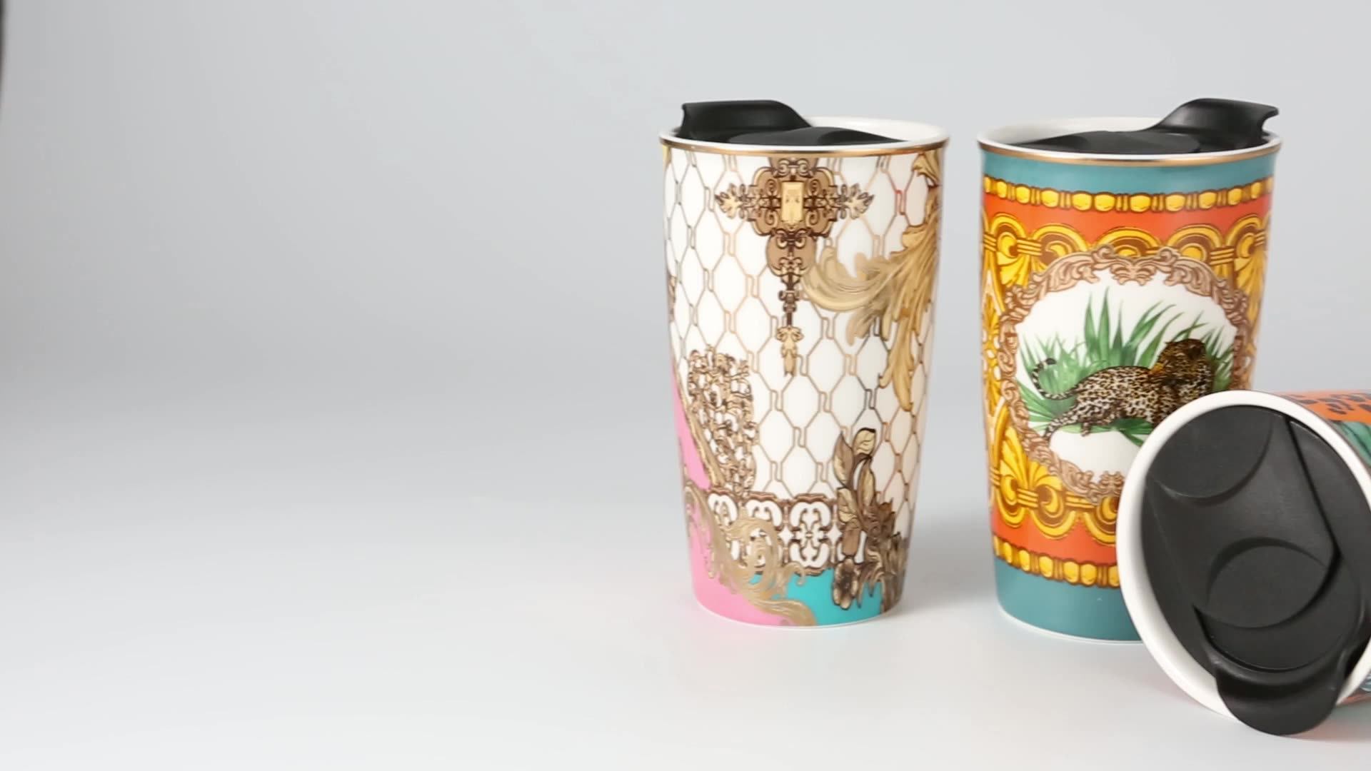 Wholesale Custom Logo Double Wall Insulated 12 oz Coffee Ceramic Travel