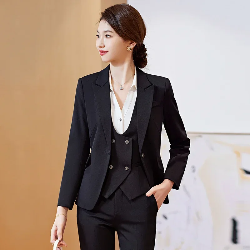 Suit professional suit female temperament goddess Fan white collar manager formal wear hotel front desk gold shop jewelry shop overalls