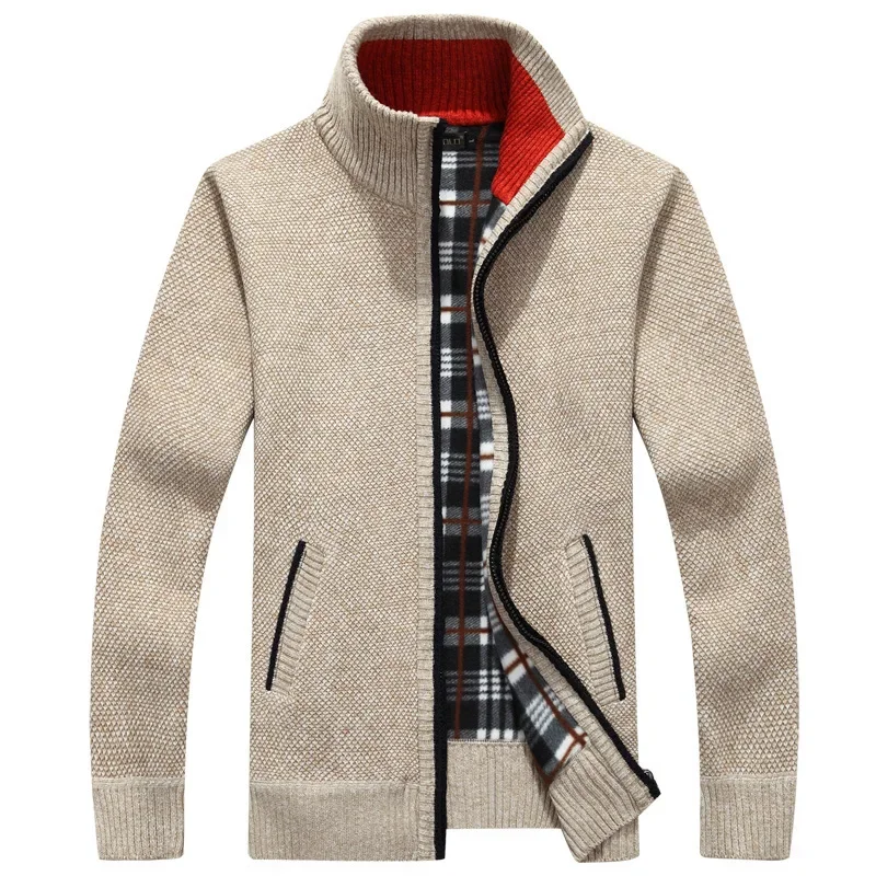 Autumn 2023 Men's Top Long Knitted Shirt Sleeve Thickened and Velvet Fashionable Sweater Jacket Large Size Factory Outlet