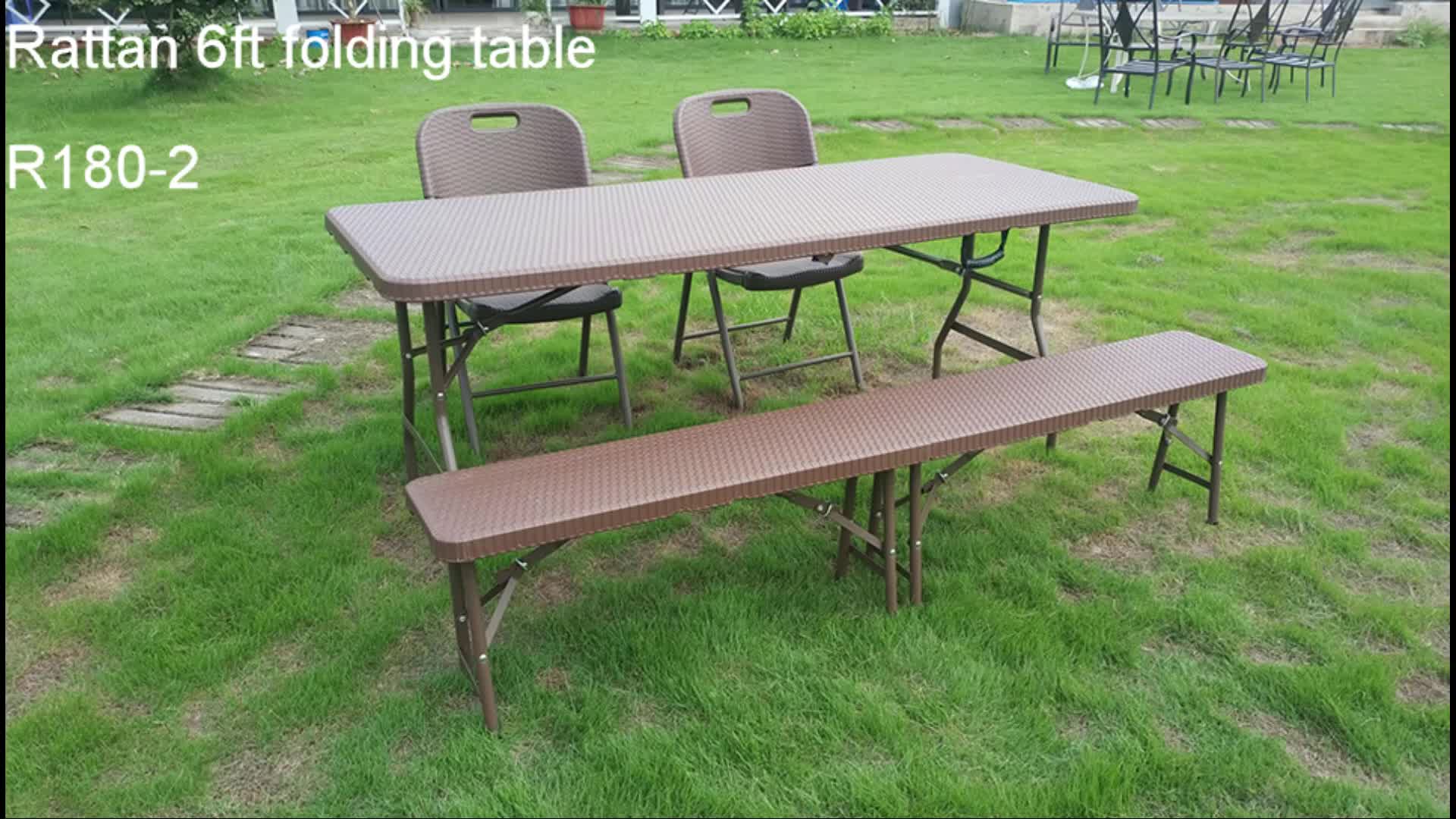 6ft 180cm Outdoor Garden Rattan Rectangular Folding Banquet Dining