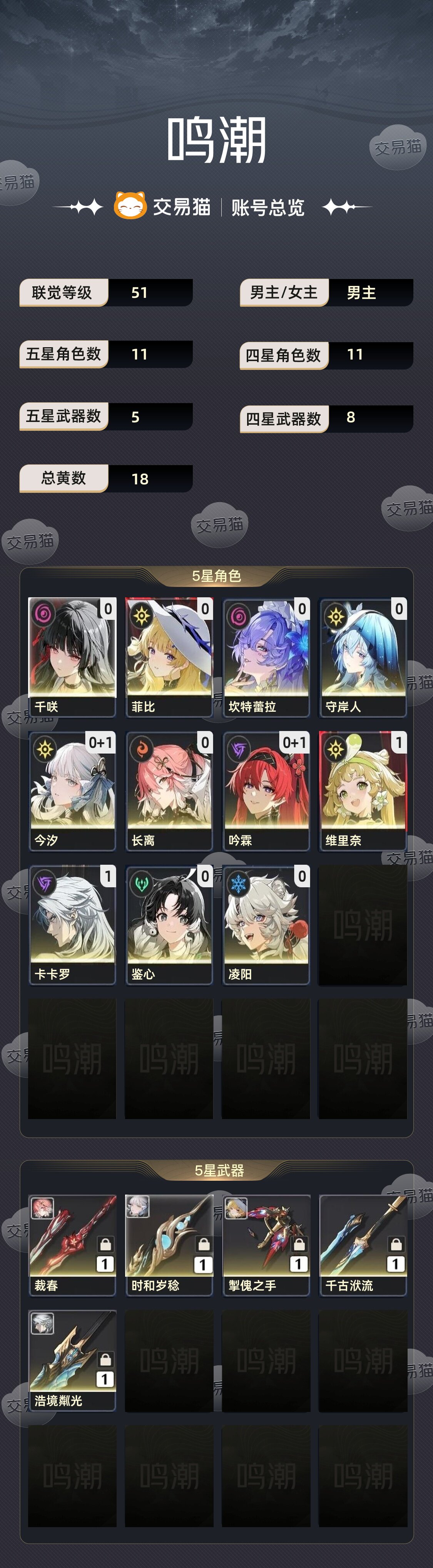 Mingchao 完成アカウント [レベル 51] Mingchao 完成アカウント、複数のキャラクターあり (自作)。