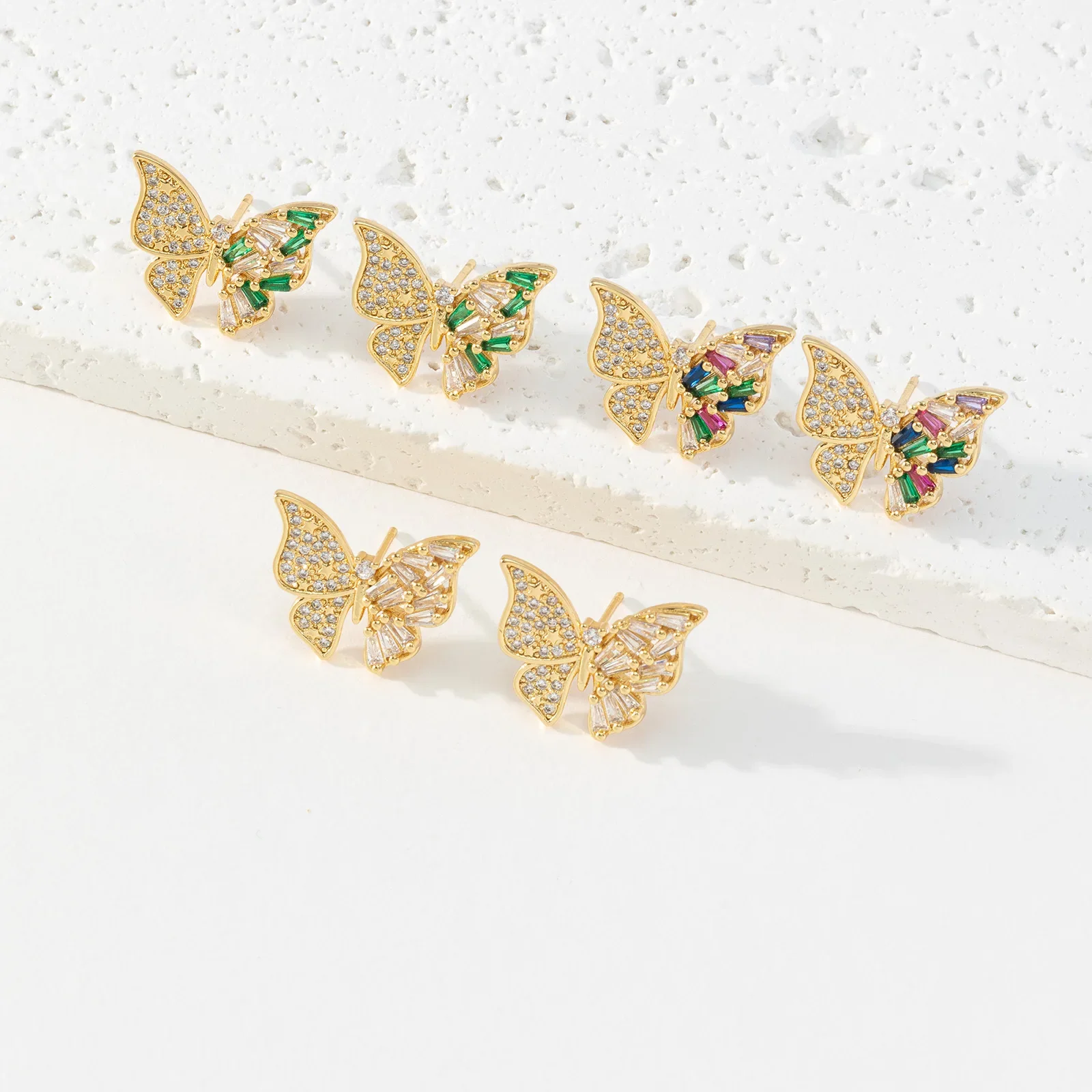 copper earrings with zircon