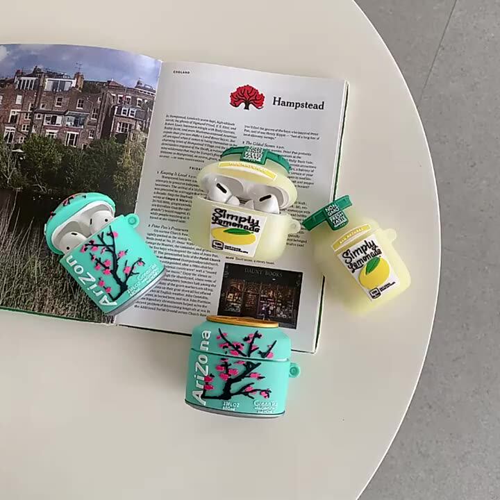 Hot Sale 3d Cute Arizona Green Tea Design Earphone Case With Clip For