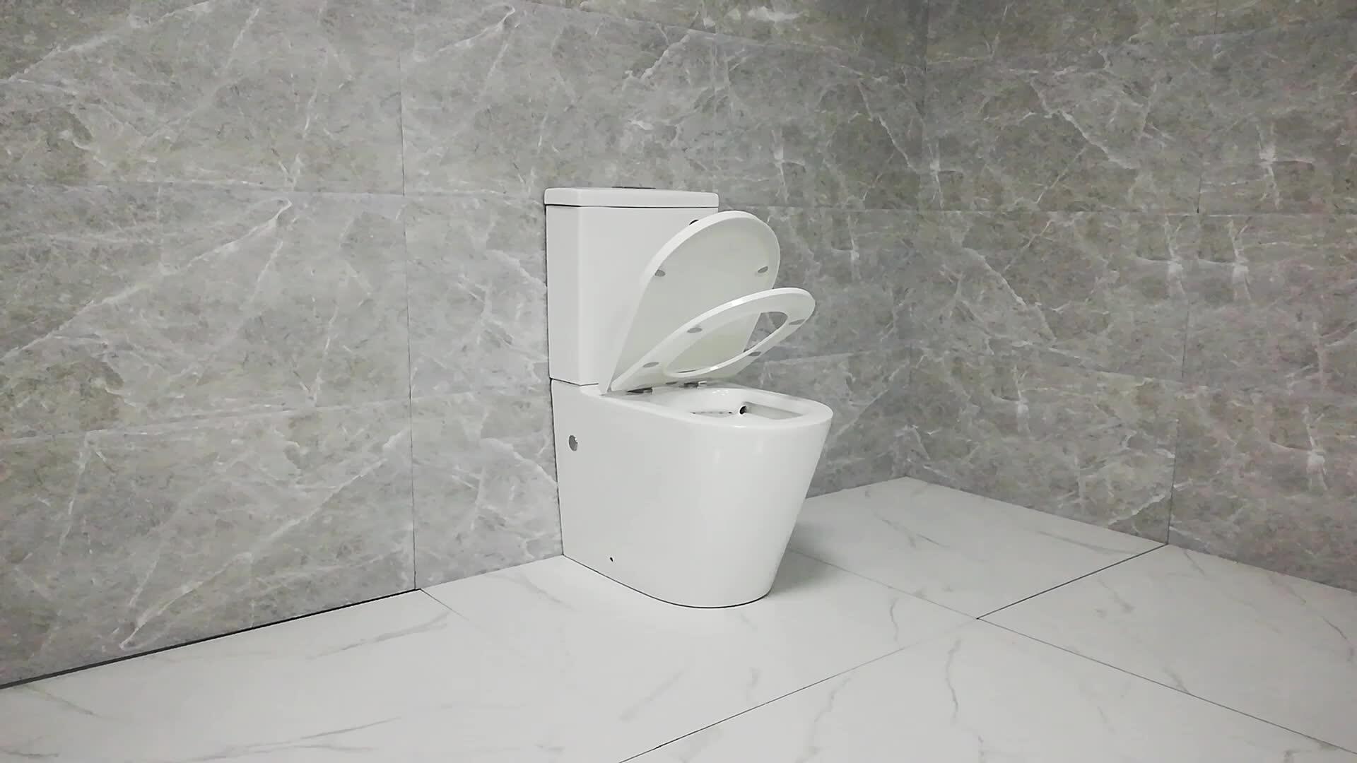 Rimless Flush Watermark Toilet With Uf Seat Cover And Flush Machine For
