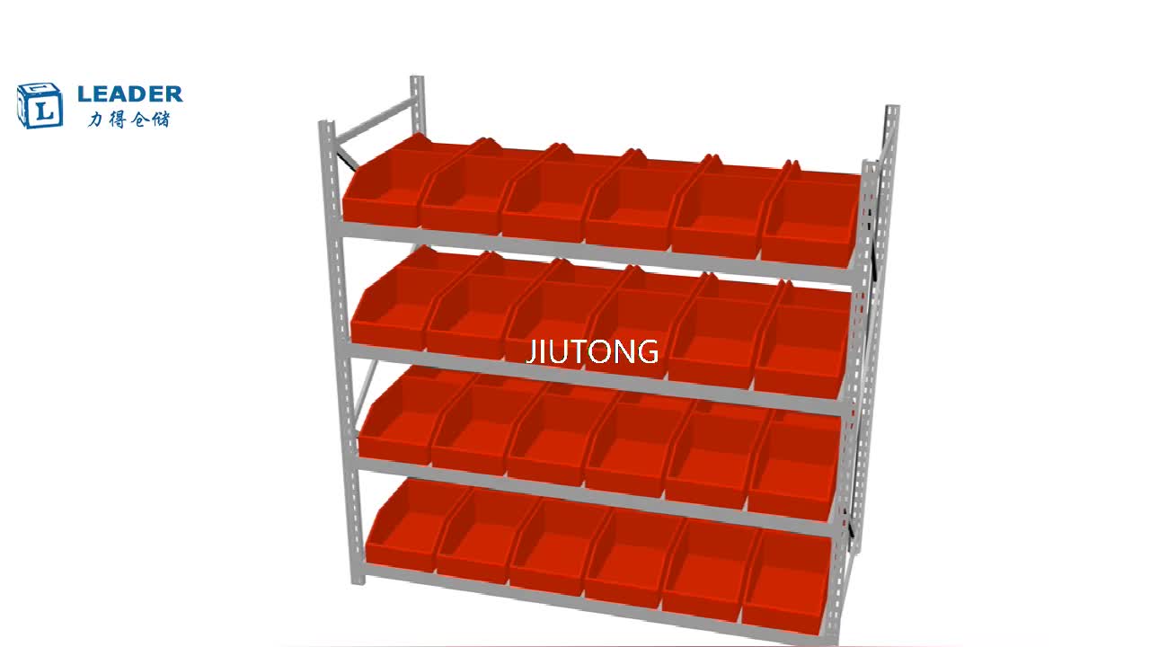 Estantería De Almacenamiento De Almacén Con Contenedores Para Piezas De