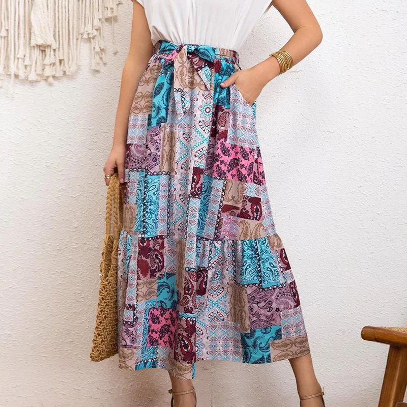Spring autumn fashionable elegant skirt, high waist, A-line