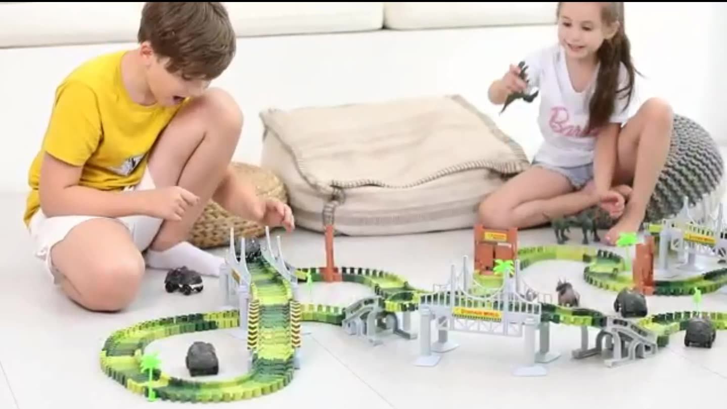 Dinosaur Toys,Create A Dinosaur World Road Race,Flexible Track Play Set