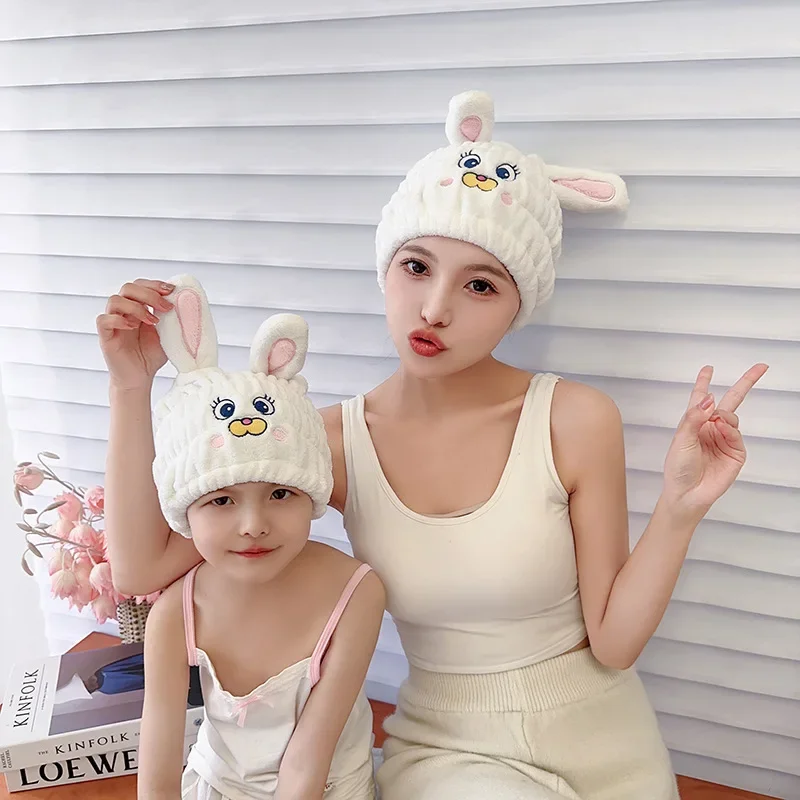 Children's hair drying cap quick-drying super absorbent long hair wiping quick-drying cap lint-free cute thickened cartoon female