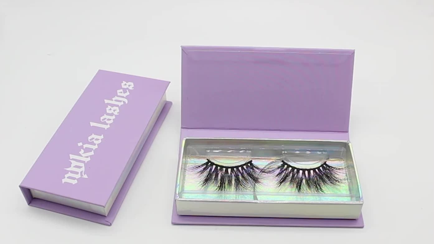 Lavender Mink Lashes Box With Tray Custom Lashbox Packaging With Your